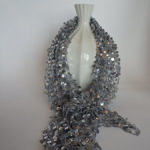 Charlie Paige Silver Sequin Scarf NEW